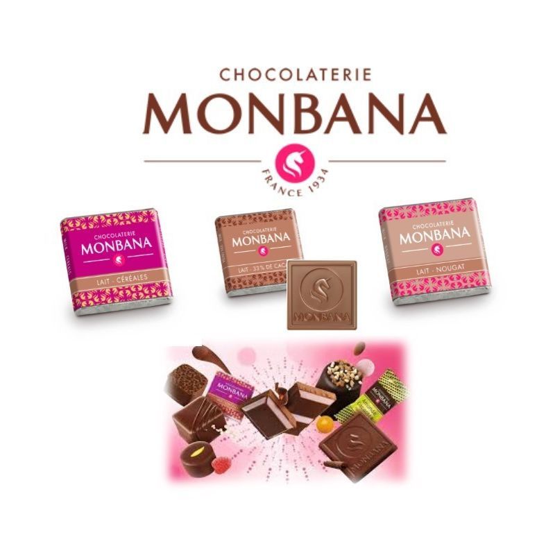 Chocolats MONBANA - amande, crousti neige, pralinéa, bisuits, nougats