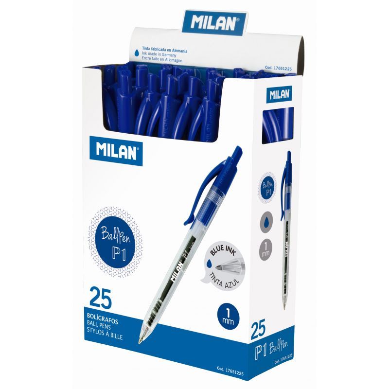 MILAN stylos bille bleu - stylos corps transparent - couleur bleu