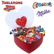 Boite gros coeur "Je t'aime" garnie de 80 chocolats Mix gourmand
