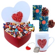 Coffret boîte cœur "je t'aime" Célébrations + mug + infusions 20 gr